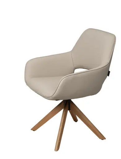 Armlehnstuhl MARIELLE - drehbar, Leder, Latte