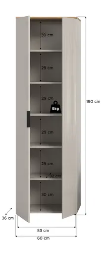 Garderobenschrank - B ca. 60 cm, Kaschmir, Evoke Eiche Nachbildung