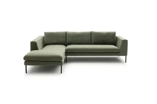 Ecksofa Helmi - Longchair links, 2,5-Sitzer, Stoff, Eukalyptus
