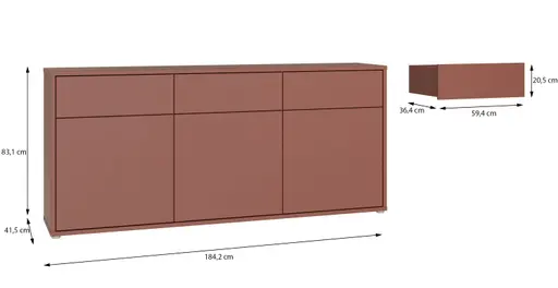 Sideboard FAID- B ca. 184 cm, Terracotta
