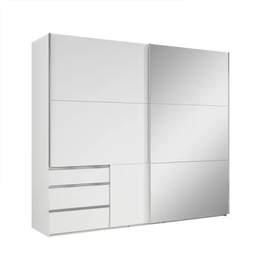 Schwebetürenschrank- B ca. 250 cm, Weiß, Spiegel