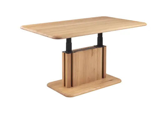 Couchtisch - höhenverstellbar, LBH ca. 110x65x48 cm, Wildeiche massiv