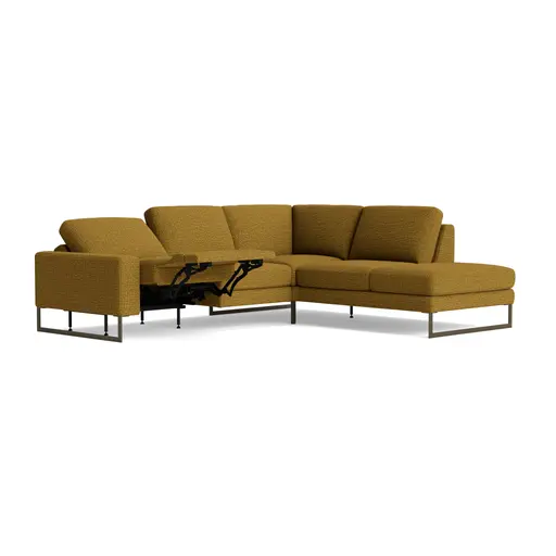 Ecksofa Enna - 2,5-Sitzer mit Ecke rechts inkl. motorischer Relaxfunktion, Stoff, Senfgelb