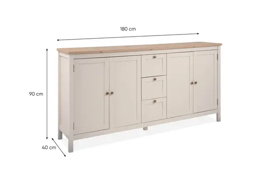 Sideboard- B ca. 180 cm, Champagner, Eiche Dekor
