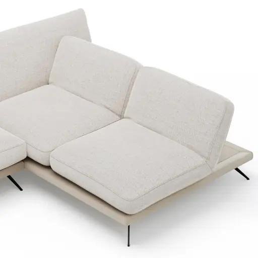 Ecksofa Valdemoro - 2,5-Sitzer mit  Longchair rechts inkl. Rückenlehne verstellbar, Stoff, Creme