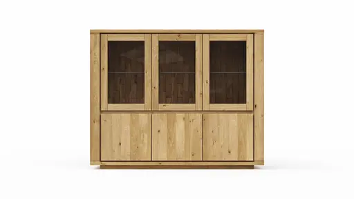 Highboard Bakersfield - Rückwand mit Holzschindeln, Asteiche massiv, geölt