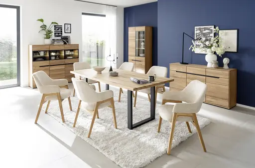 Sideboard - B ca. 153 cm, Eiche Furnier geölt, Wildeiche massiv geölt