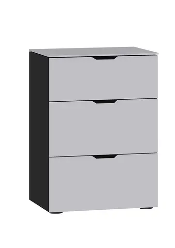 Nachtkommode JOIN IT- Glas, Hellgrau, Matt, Schwarz