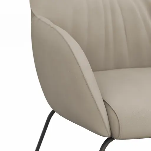 Armlehnstuhl Noli - Leder, Limone, Kufe