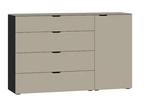 Kommode JOIN IT- Glas, Hellbraun, Matt, Schwarz