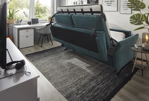 Sofa Melida - 2,5-Sitzer inkl. Schlaffunktion, Stoff, Smaragd