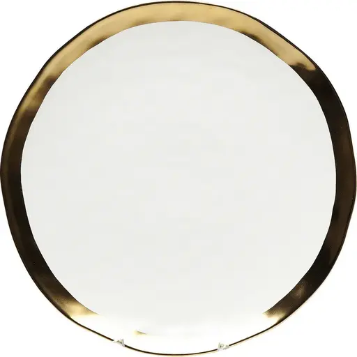 Teller- D ca. 25 cm, Porzellan, glasiert, Weiß, Gold