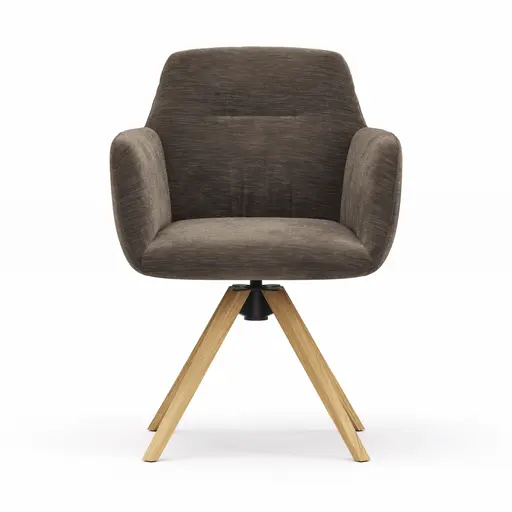 Armlehnstuhl Nashville - drehbar, Stoff, Dunkelbraun