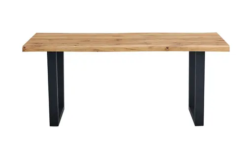 Esstisch - LB ca. 180x90 cm, Wildeiche Nachbildung, Baumkante, Schwarz