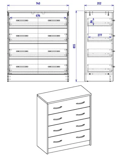 Kommode - B ca. 74 cm, Sonoma Eiche Nachbildung