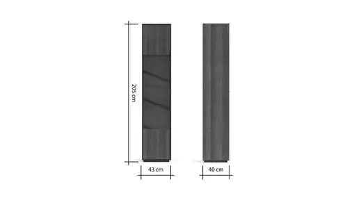 Vitrine Saratoga - links, Buche massiv, silbergrau geölt