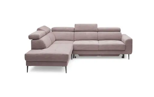 Ecksofa CHARIS - Ecke links, 2-Sitzer inkl. Schlaffunktion und Bettkasten, Microfaser, Altrosa