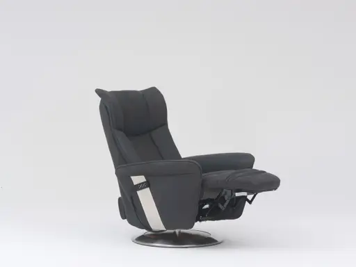 Fernsehsessel EM Halle - Relaxfunktion (1-motorisch), Leder, Kohle