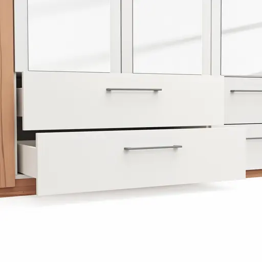 Drehtürenschrank Viana - B. ca. 225 cm, Furnier, Kernbuche, Weiß