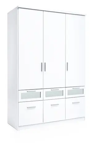 Drehtürenschrank- B ca. 136 cm, Weiß, Glas