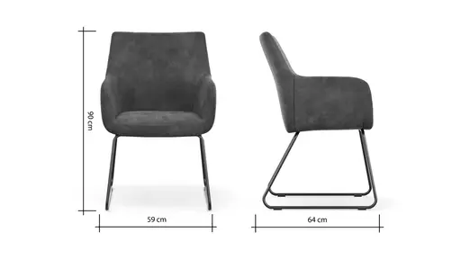 Armlehnstuhl Newcastle - Stoff, Anthrazit