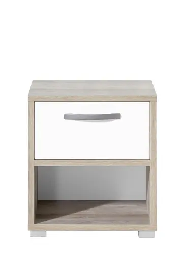 Nachtkommode- Holz Dekor, Weiß