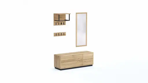 Garderobenkombination Williston - Korpus Wildeiche bianco / Front sandgestrahlt