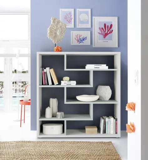 Raumteiler - B ca. 130 cm, Kreidegrau, Pinegrün