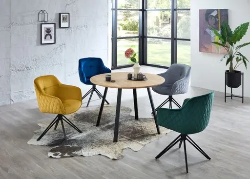 Armlehnstuhl - drehbar, Samt, Blau