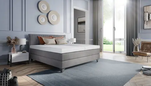 Boxspringbett Lund- Liegefläche ca. 180x200 cm, Stoff, Grau