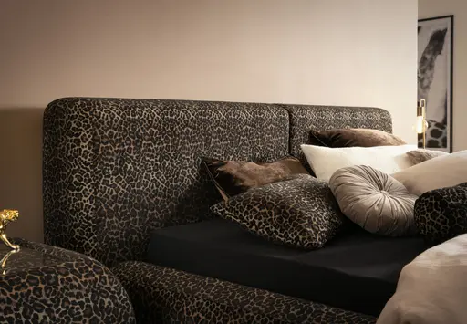 Polsterbett - Liegefläche ca. 180x200 cm, Stoff, Leopard