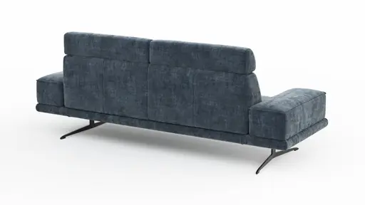Sofa Hubertus - 2,5-Sitzer, Kopfstütze verstellbar, Stoff, Blau