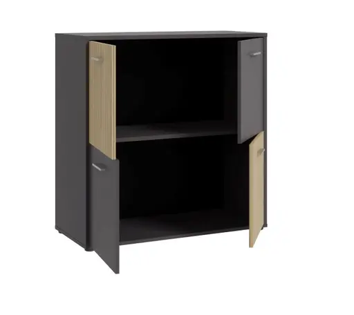 Kommode FABIENNE- Dunkelgrau, Eiche Dekor