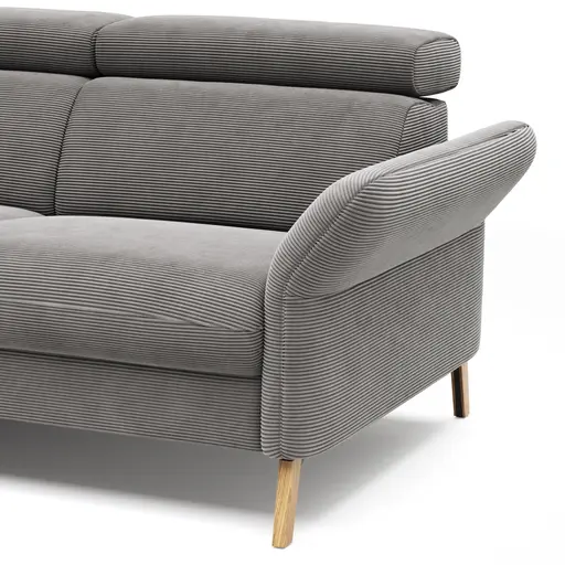 Sofa Maryville - Eckelement und Abschlussteil medium links mit 2,5-Sitzer, inkl. Kopfteil verstellbar, Stoff, Grau