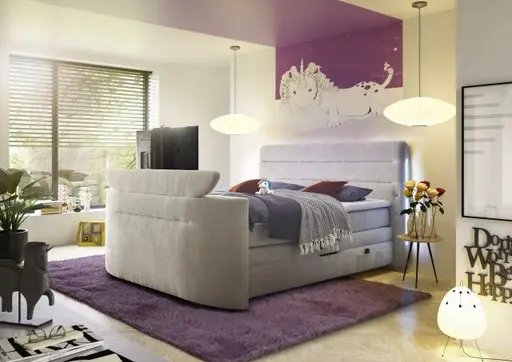 Boxspringbett JELLA MIX- Liegefläche ca. 180x200 cm, Stoff, Beige