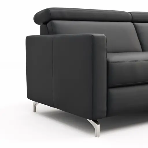 Sofa Paulina - 2,5-Sitzer, Kopfteil verstellbar, Leder, Schwarz