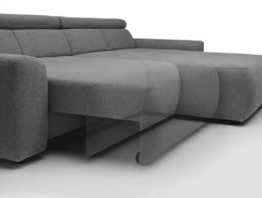 Ecksofa JYTTE - Sofa 2-sitzig mit Longchair rechts, Stoff, Grau