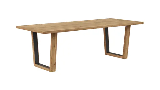 Esstisch Belfast - LB ca. 240x100 cm, Eiche massiv, mit Metalleinlage im Gestell