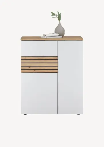 Schuhkommode - B ca. 85 cm, Artisan Eiche Nachbildung, Weiß