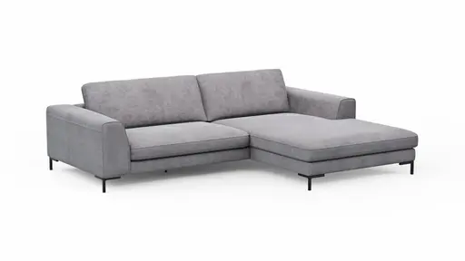 Ecksofa Solano - 1,75-Sitzer mit Longchair Rechts, Stoff, Grau