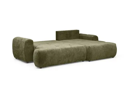 Ecksofa - 2-Sitzer mit Longchair rechts, Stoff, Olivegrün