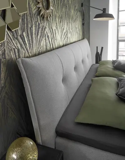 Boxspringbett HAROA- Liegefläche ca. 180x200 cm, Stoff, Hellgrau, TFK H4/TFK H4