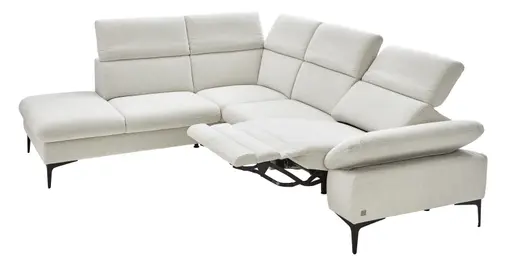 Ecksofa Felipa - Ecke links mit 2,5-Sitzer inkl. Armlehne verstellbar und Rückenlehne/Sitztiefe verstellbar (motorisch), Stoff, Natur