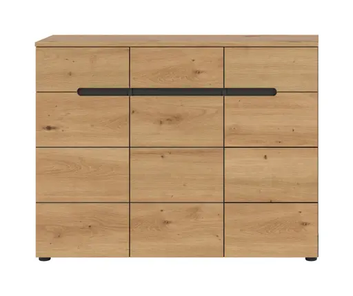 Schuhschrank - B ca. 120 cm, Basalt grau, Artisan Eiche Nachbildung