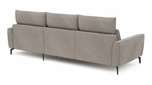 Ecksofa Avela - 2,5-Sitzer mit Longchair rechts inkl. Kopfteile verstellbar, Stoff, Bisquit