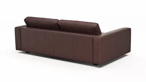 Sofa Aprino 2 - 3,5-Sitzer XL, Dickleder, Dunkelbraun, Armlehne Block schmal