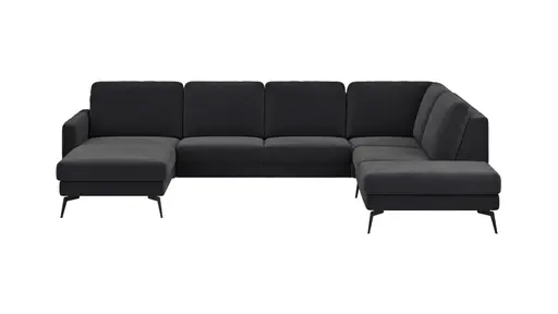Wohnlandschaft Enna - Longchair links, 2,5-Sitzer, Ecke rechts, Stoff, Anthrazit