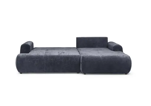 Ecksofa - 2-Sitzer mit Longchair rechts, Stoff, Dunkelblau