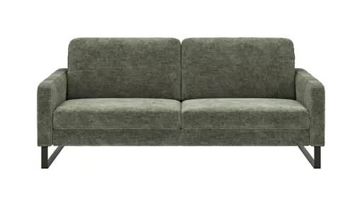 Sofa Enna - 3,5-Sitzer, Armlehne A, Stoff, Olivgrün, Kufe, Schwarz