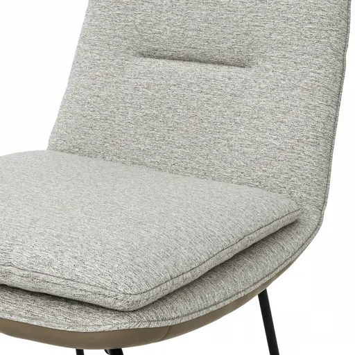 Polsterstuhl Macano - Stoff & Leder, Hellgrau, Steingrau